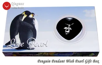 Qingmos Noras Pearl 16*25mm Pingvinas Narve Chokers Karoliai Moterims & Madinga Austrių Meilės Perlas Pakabukas & Grandinės Karoliai-who3653