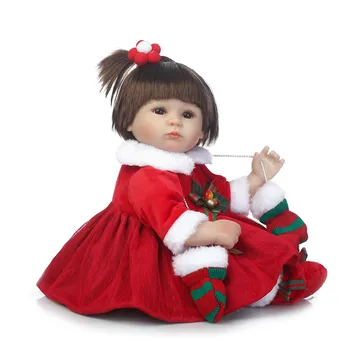 Raudona 42cm Kalėdos cosplay mergina Atgimsta Kūdikiams Silikono Lėlės modeliavimo bebe ailve Bamblys įsišaknijusi plaukų lėlės vaikams gimtadienio brinquedos