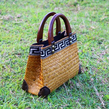 Tailando versija gryno rankomis austi jūros dumblių maišą mados retro bag rankinė atostogų paketą maišelį rankinės paplūdimio krepšys