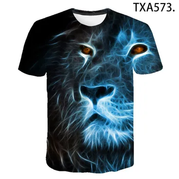 Vasarą Gyvūnų Liūtas 3D T Marškinėliai Atsitiktinis Vyrų, Moterų, Vaikų Mados Trumpas Rankovės Berniukas mergaitė Vaikai Atspausdintas T-shirt Įdomu Viršūnes Tee